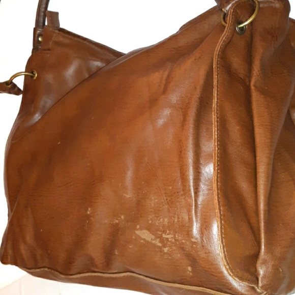 L@@K! Fabulous Vintage CHARLOTTE RUSSE Med. Brown Dbl Zip Pocket Satchel Bag 80s - Picture 9 of 16